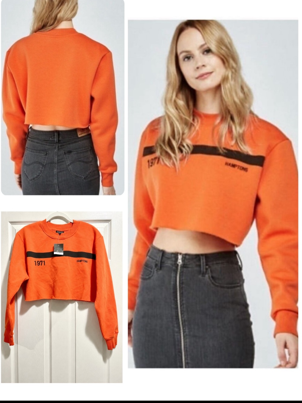 NWT TOPSHOP Hamptons
1971 Cropped Crewneck
Sweater Sweatshirt Size 6 NEW